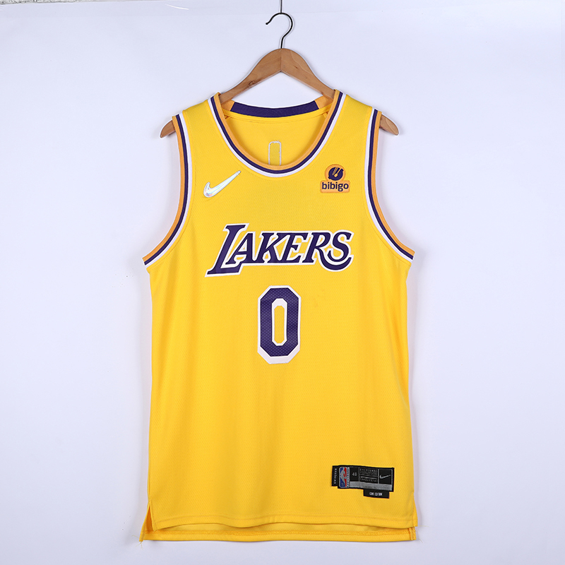 2022 Men Los Angeles Lakers #0 Westbrook Yellow City Edition 75th Nike 2021 NBA Jersey